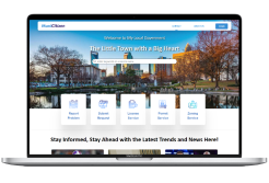 Laptop displaying Municitizen portal for citizen engagement.